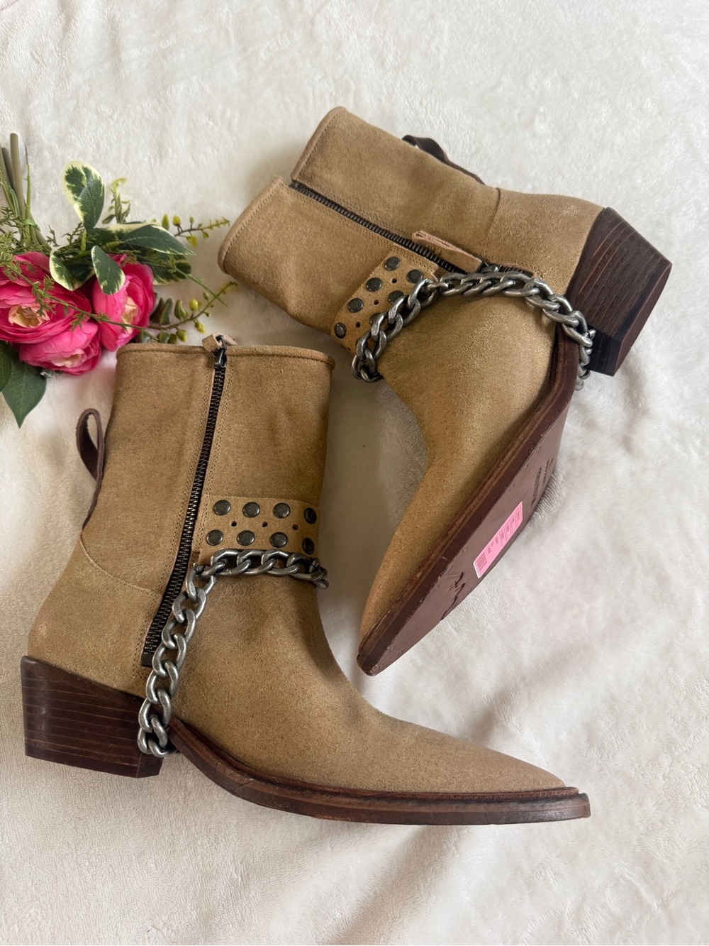 Free People Aiden Chain Boots Camel oiled suede - Picture 4 of 12
